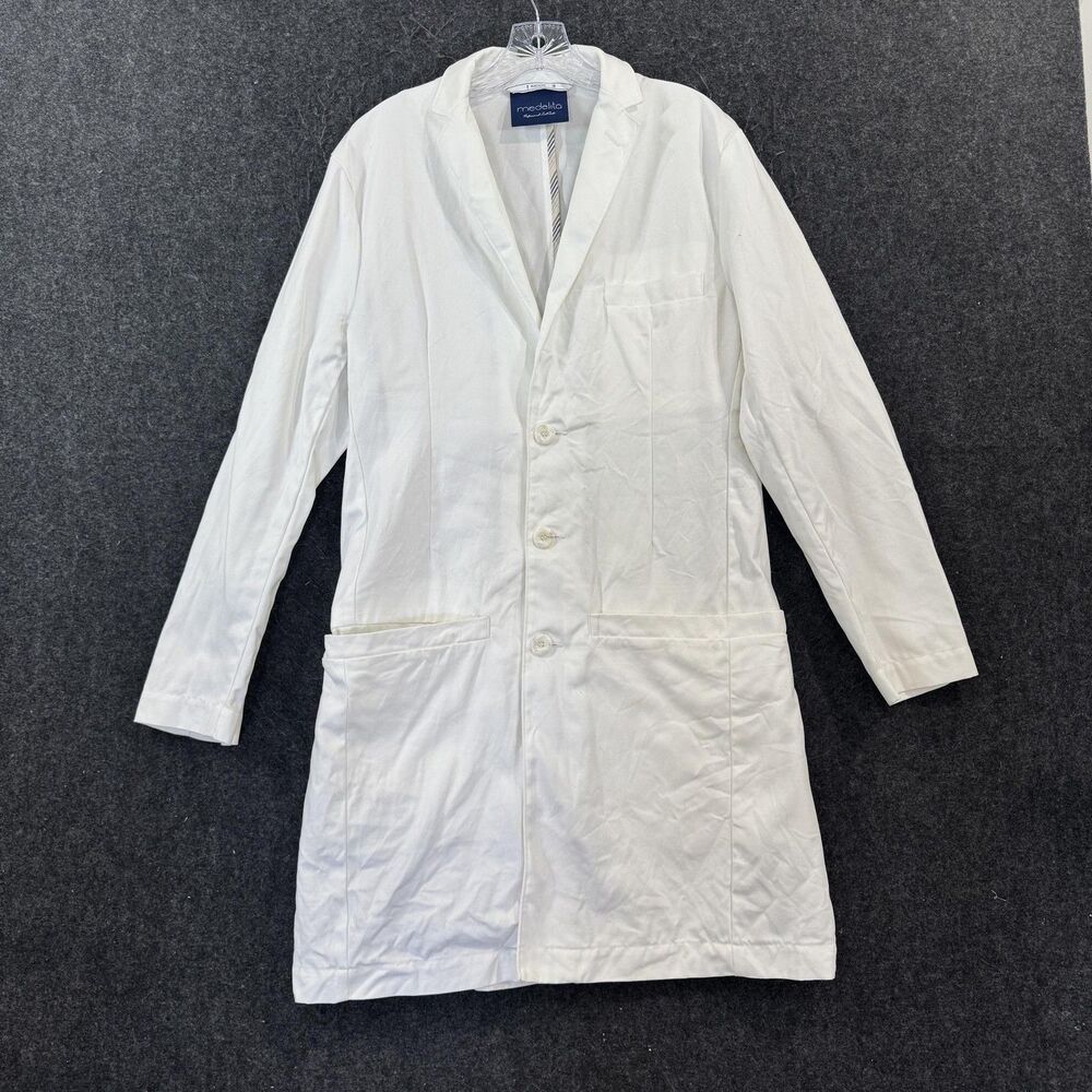 Medelita Professional Lab Coat Men's 38 White Cotton Long Doctor Pockets